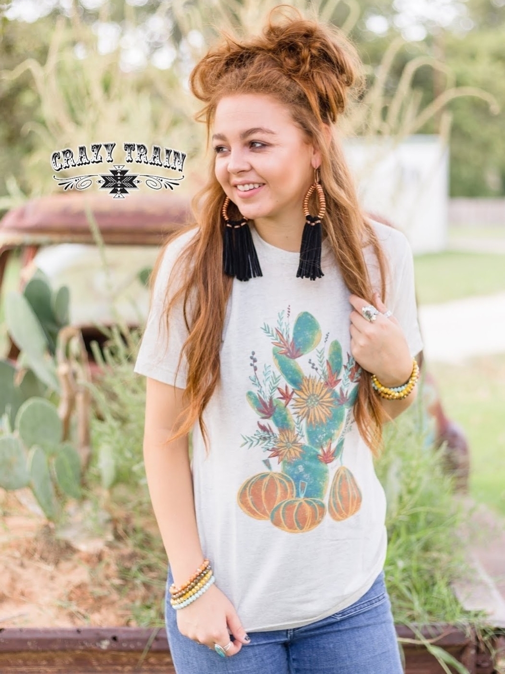 Crazy Train Cactus & Pumpkin Tee Proverbs 6:8 Detail 2XL